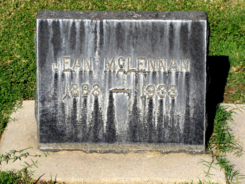 Photo of headstones/Jean McLennan 1868-1938 hdstn Bakersfield Union cem CA